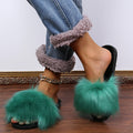 Genuine manufacturer, fluffy slippers for women, autumn and winter, cross-border amazon, large size, foreign trade, home indoor and outdoor long-haired cotton slippers