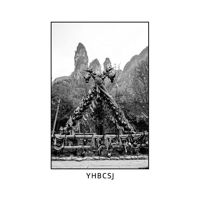 Hunan restaurant hanging paintings old Changsha Chinese hotel restaurant box hanging paintings retro nostalgic Hunan black and white architectural murals