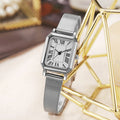 Vintage small square dial elegant student watch niche high-end metal mesh strap women's quartz watch wholesale