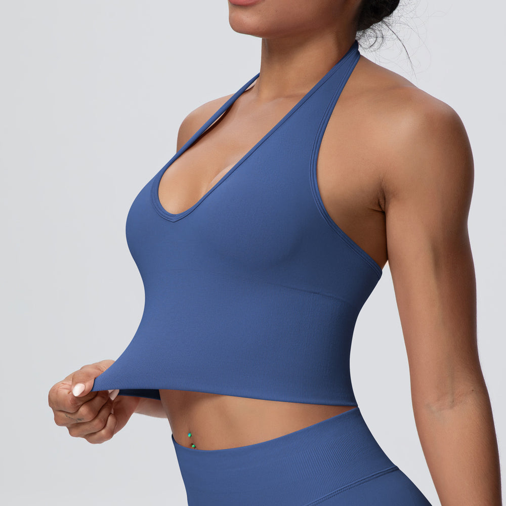 New arrivalsexy back halter yoga bra fashion seamless breathable sports intimatesoutwear running fitness vest