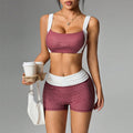 fashioncontrast color polka dot style yoga clothes suitoutwearsummer elastic sexy fitness sportswear suit for women