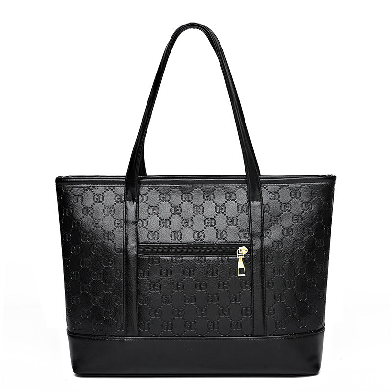 Women's handbag 2023 new large capacity tote bag fashion trendy shoulder bag soft leather middle-aged women's tote wholesale