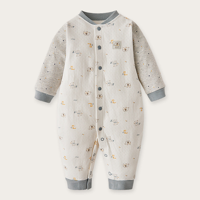Babibele spring and autumn baby onesie long sleeves baby romper pure cotton bottomintimates newborn romper thin pajamas