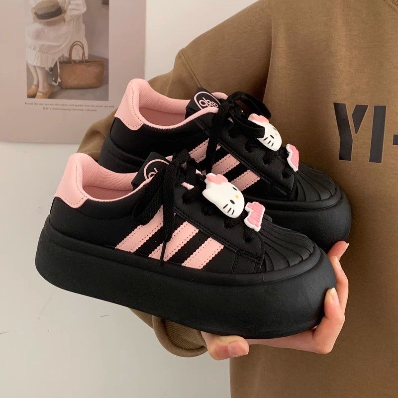 K-styleniche style shell toe ugly cute big toe bread shoes girl  autumn thick bottomeasiest for matchcasualkids sneakers