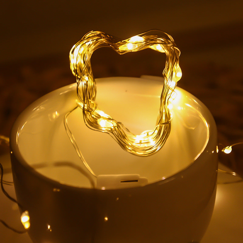 LED copper wire light gift box decorative light button light string bouquet dress button light battery box light copper wire light string light