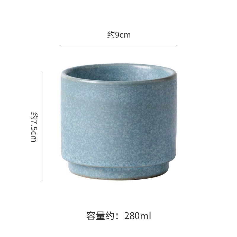 Japanese retro rustic pottery coffee cup afternoon tea latte high-end ceramic kiln-change cup latte art cup drawstring cup water cup