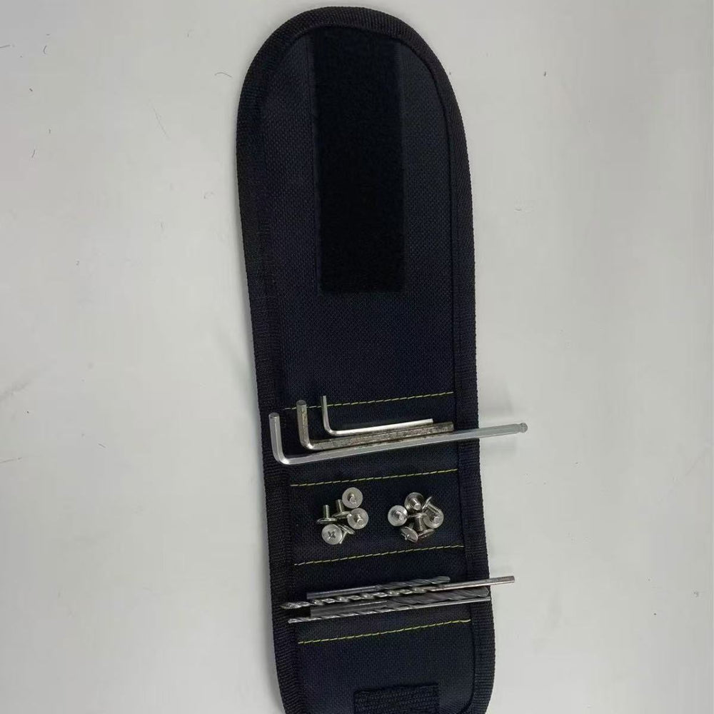 Three-row magnetic wristband tool kit - electrician's accessory with magnet pickup tool for suction and screw handling