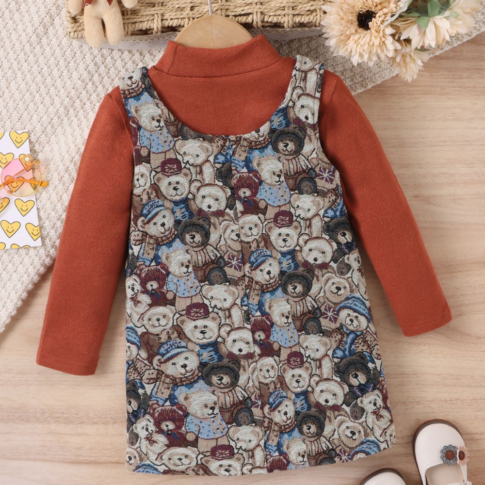 fall and winter send independent station new arrivaldress suspender embroiderbear vest vest two-piece set wholesale