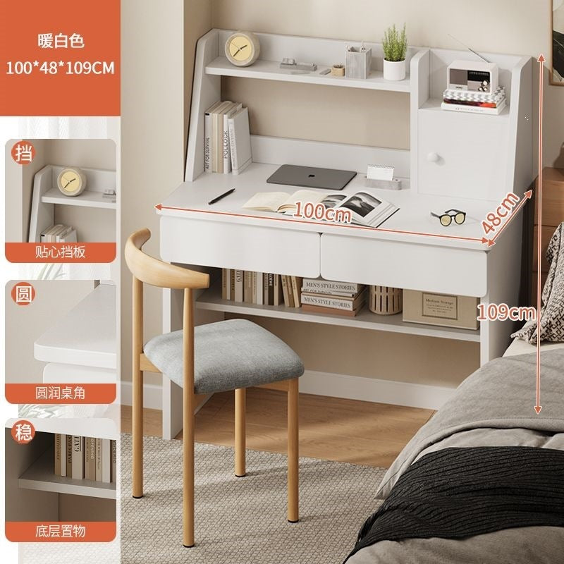 For home table cabinet combination student computer desk small apartment with bookshelf simple desk bedroom wall-mounted one-piece desk cabinet