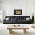 Foshan big black bear genuine leather sofa high back leather art living room light luxury straight retro black sofa furniture wholesale