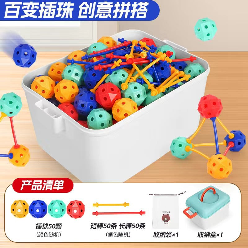 3d interlocking bead puzzle - children's 3d geometric building blocks, kindergarten educational toy, versatile beaded geometry for spatial reasoning training