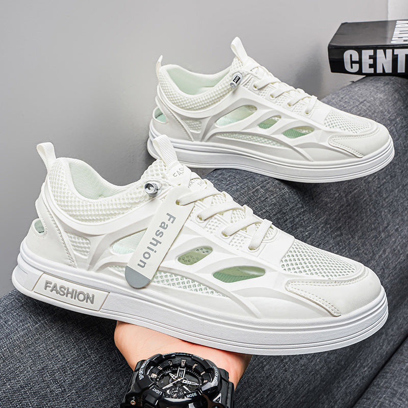 Men's white shoes summer hollow crocs men's breathable easiest for match sneakers wading and river tracing shoes student sandals men