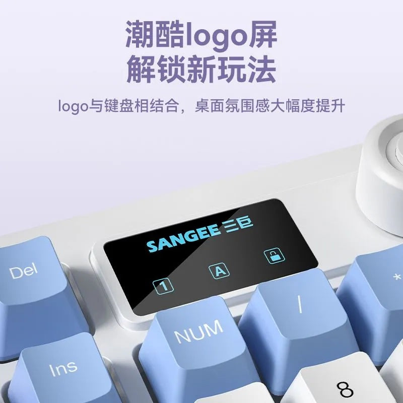 Sangee three giants k18pro wired keyboard with screen, mechanical feel, gaming and office rgb light effect, 98 keys, universal