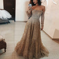 spring new arrivals:  us & eu women's shimmering bandeau long sleeve maxi dress/gown
