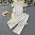 Lazy style pink printingshirtloose pantstwo-piece set female autum light mature style easiest for matchwork clothingelegantsuit