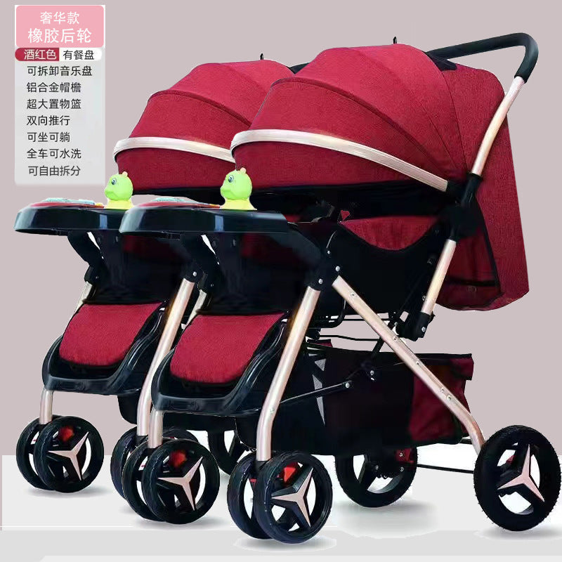 Twin stroller, convertible lightweight high-view stroller, sit & recline, new summer model