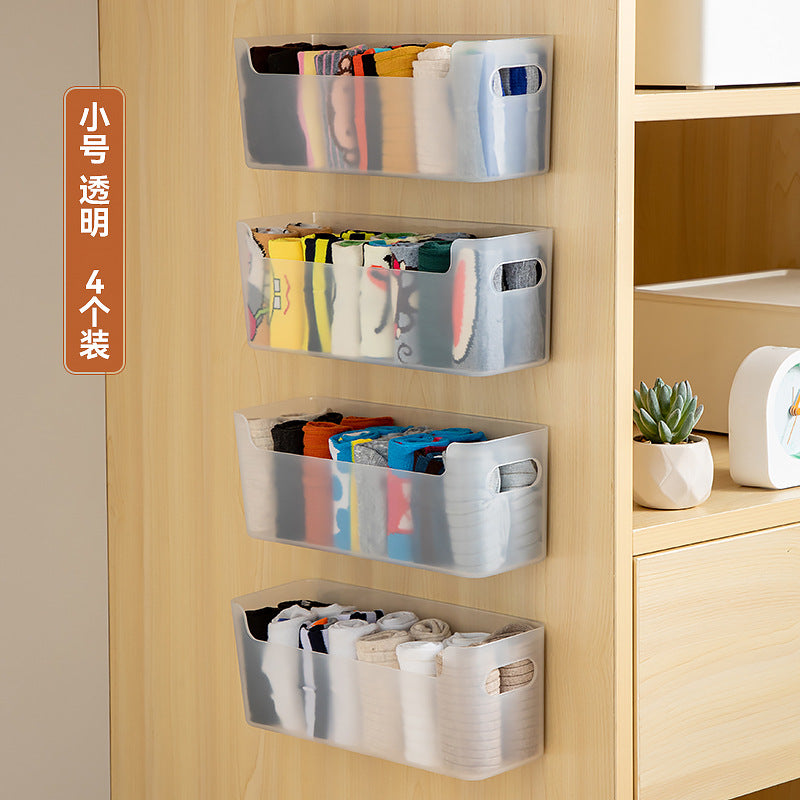Bathroom wall-mounted underwear storage box Plastic finishing underwear storage box Wall-mounted non-punching socks storage box