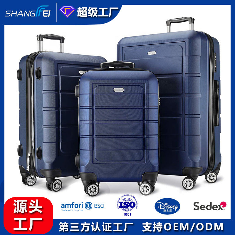 Source manufacturer Cross-border three-piece trolley case ABS material suitcase password boarding universal wheel suitcase bag