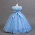 export girls' elegant evening gown long fluffy skirt children's runway piano performance tutu dress
