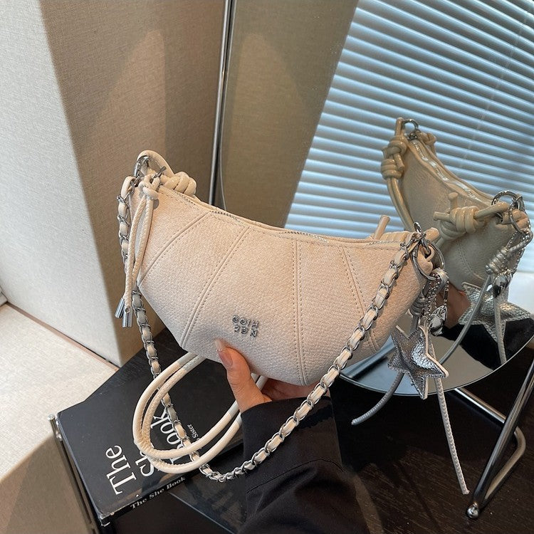 Cross-border high-end chain small bag women's 2025 new trendy fashion texture underarm croissant bag summer messenger bag