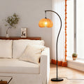 Used floor lamp living room sofa next to casual bedroom atmosphere retro wabi-sabi style corner pumpkin floor lamp