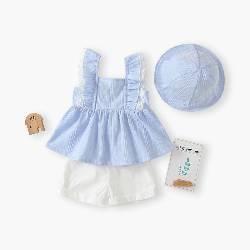 Children's summer  new arrivals: high-quality, stylish kids' outfit sets - three-piece sleeveless toddler sets wholesale