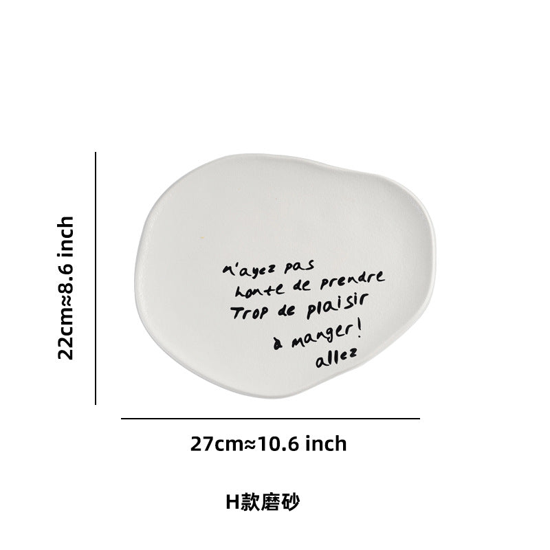 Stylishasymmetrical ceramic tray restaurant hotel casual style food plate high-looking breakfast plate photo props