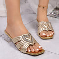2026 summer new arrival: plus size women's casual rhinestone slides - chunky heel, perfect for skirts, cross-border e-commerce