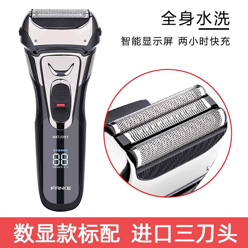 Men's reciprocating shaver electric floating triple blade head full body washable quick charge shaving razor set