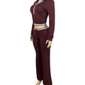 Export fashionfashion women's lapel half zipper drawstring loose pants retro street trendy two-piece setsuit women