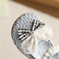 Girls' princess flats - bowknot, rhinestone & pearl embellished, fashionable & breathable sandals - perfect for school, performances & everyday wear (flat sole)