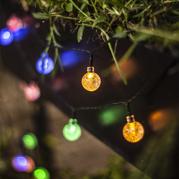 Solar bubble ball led light string colorful lights outdoor camping canopy courtyard waterproof decorative lights crystal ball string lights