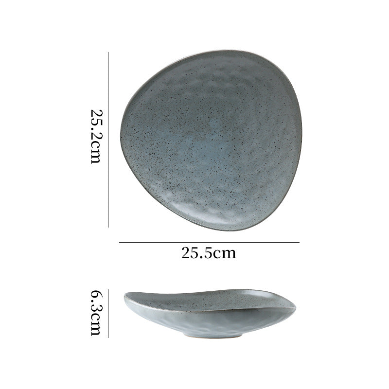 Personalized ceramic retro stoneware ceramic tableware triangular dessert plate restaurant hotel business ceramic salad plate