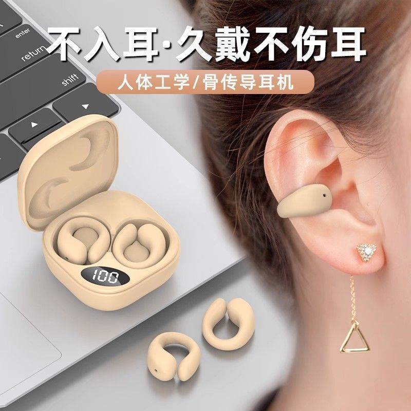 Bluetooth ear clip headphones - open-ear, bone conduction, long battery life, comfortable, and gentle on ears - perfect for students