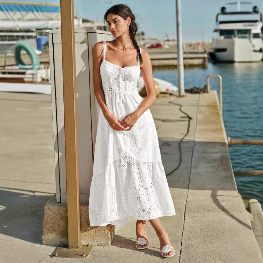 autumn european and american  cross-border e-commerce women's new solid color sleeveless bandeau backless camisole dress