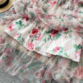 Frenchromantic atmosphere printingdress women's autum mesh fungus edge super fairy beautiful unique long skirt