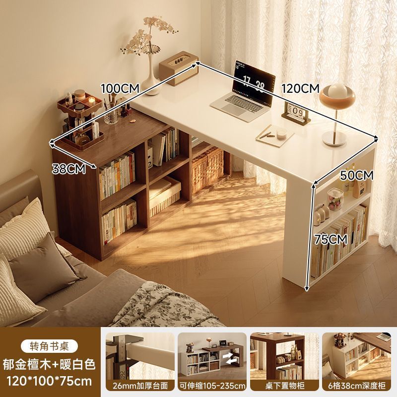Corner desk bookshelf bookcase all-in-one table bedroom home extendable vanity corner computer desk office desk