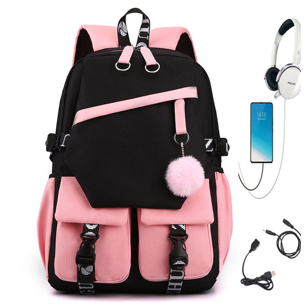 Student schoolbag Korean version backpack men and women's new simple middle school student schoolbag leisure travel backpack