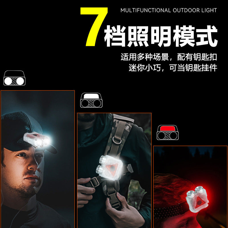 Cross-border keychain light, cap clip light USB charging, waterproof work, emergency light, outdoor portable warning light, small flashlight