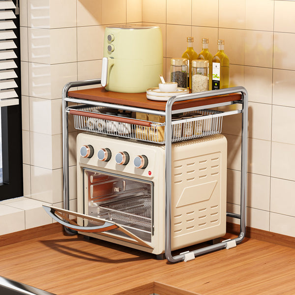 Micro steaming, baking and frying machine, microwave oven rack, solid wood medium and ancient style kitchen, rice cooker, household air fryer rack