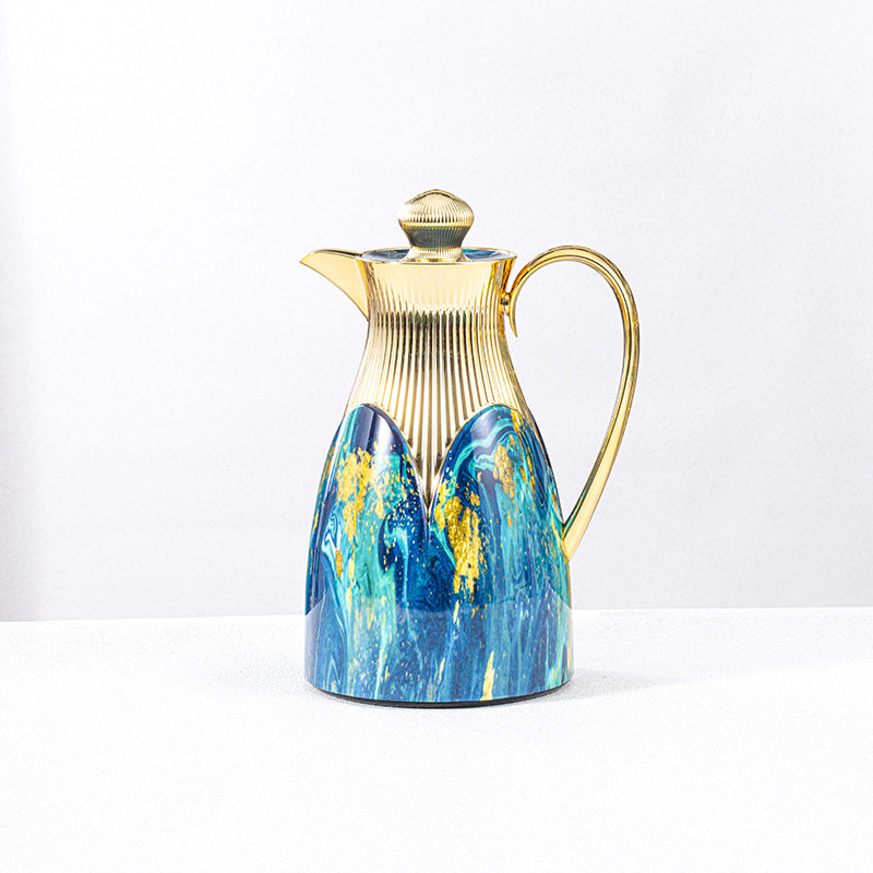 Wholesale cross-border luxury insulated kettle: large capacity coffee pot for home and commercial use, insulated water kettle with logo, gold teapot