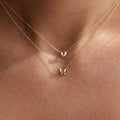 Wholesale metal butterfly heart necklace - european & american style, minimalist, unique, high-end, double-layered choker necklace accessory
