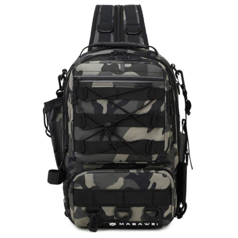 New Luya bag single double shoulder fishing bag multi-functional sports outdoor fishing gear bag large capacity camouflage backpack