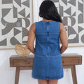 European and american style women's casual denim vest dress -  cross-border women's clothing - loose fit crew neck dress with large pocket design