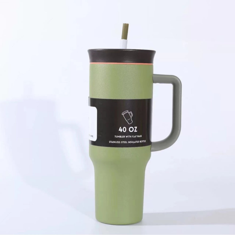 New arrival high-looking ice cup 304 stainless steel ice cup personalized coffee double drinking straw thermos cup wholesale