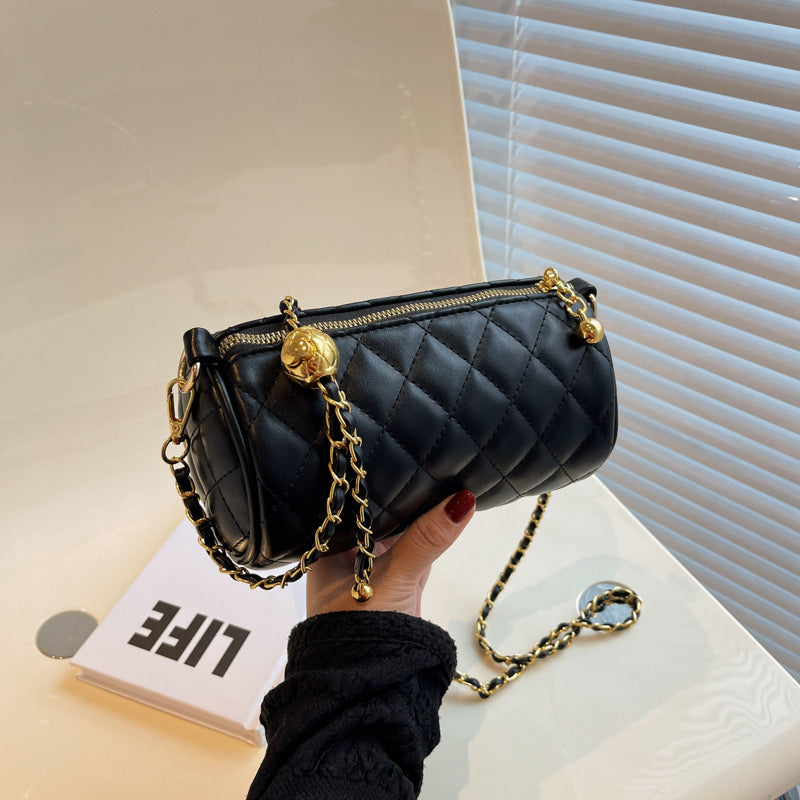 Foreign order popular niche bag women's 2025 summer new diamond chain shoulder messenger bag popular cylinder bag