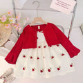 autumn new arrivals: little girl princess mesh cardigan & suspender tutu skirt two-piece set, girls' floral dress