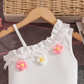spring/summer new arrival: cross-border girls' fashion one-shoulder camisole top with sweet jacquard bow skirt pants set