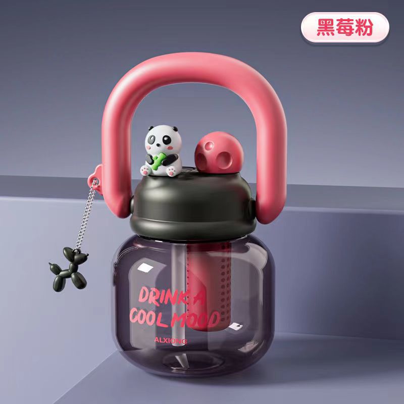 New arrival, good-looking summer large-capacity ton cup, double drinking cup, girls' carrying kettle, cross-border straw cup, space cup