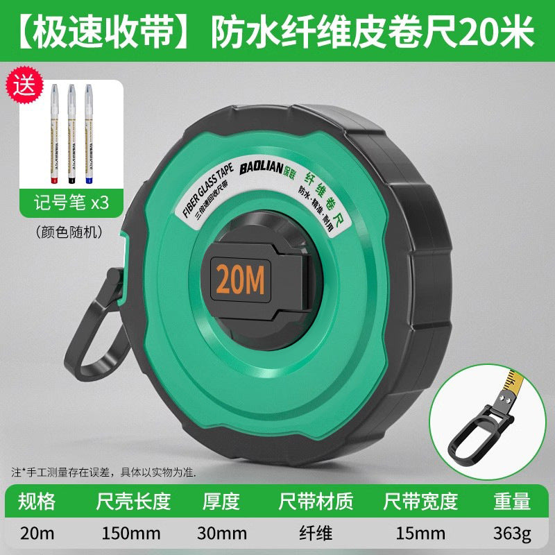 Baolian rubber-coated measuring tape 50m / 30m / 20m double-sided scale soft measuring tape engineering measuring tape soft measuring tape telescopic